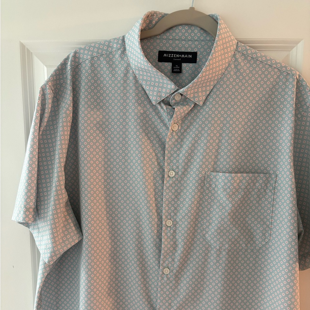 XL Mizzen+Main Blue Patterned Men's Shirt